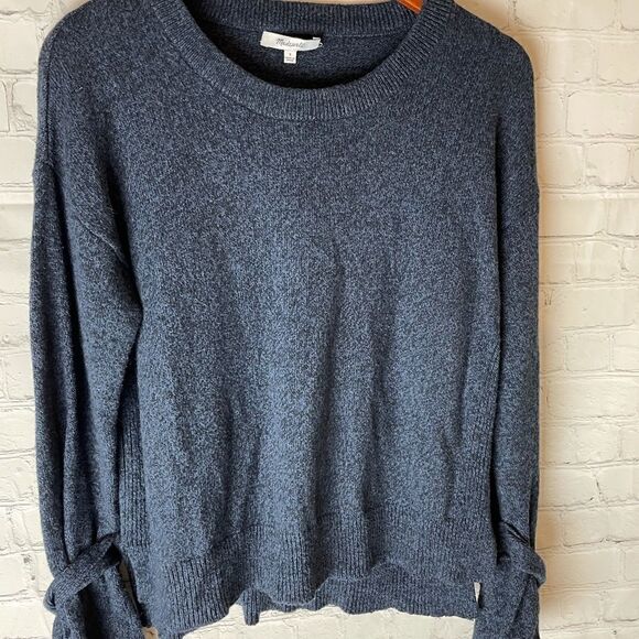 Madewell Tie-Cuff Pullover Sweater Small Blue/Gray - Picture 5 of 12